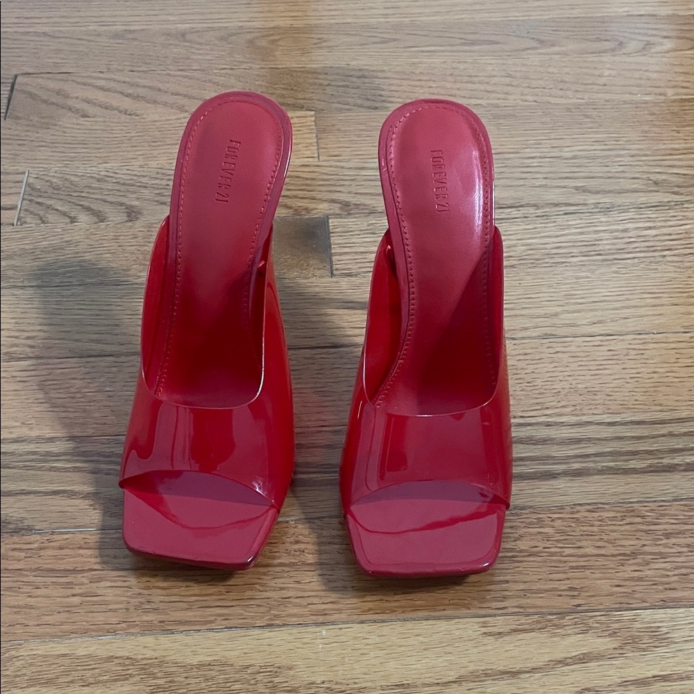 Forever 21 Red Open-Toe Heels